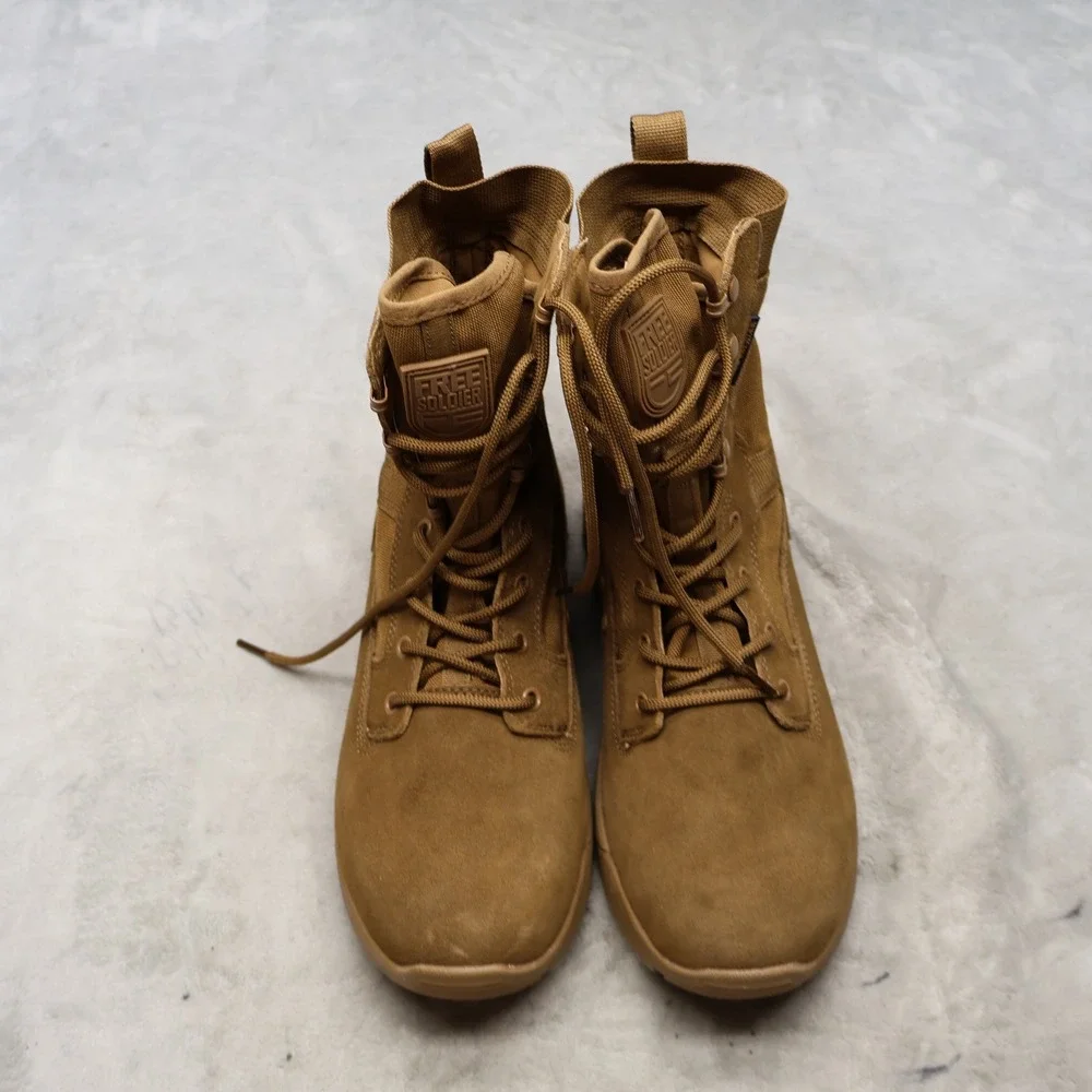 Free Soldier Men 10 Tactical Boots Brown Combat Suede Hiking Utility ACC0009